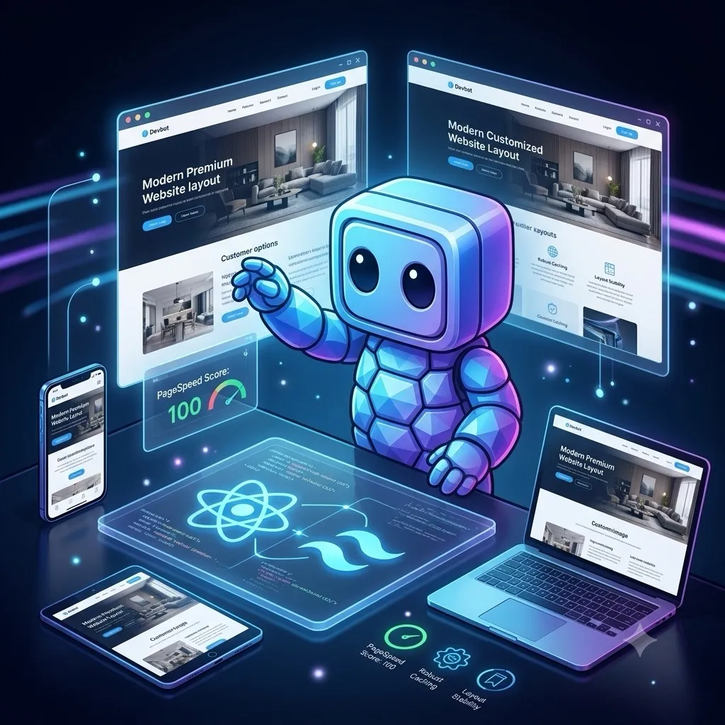 Devbot designing a website layout